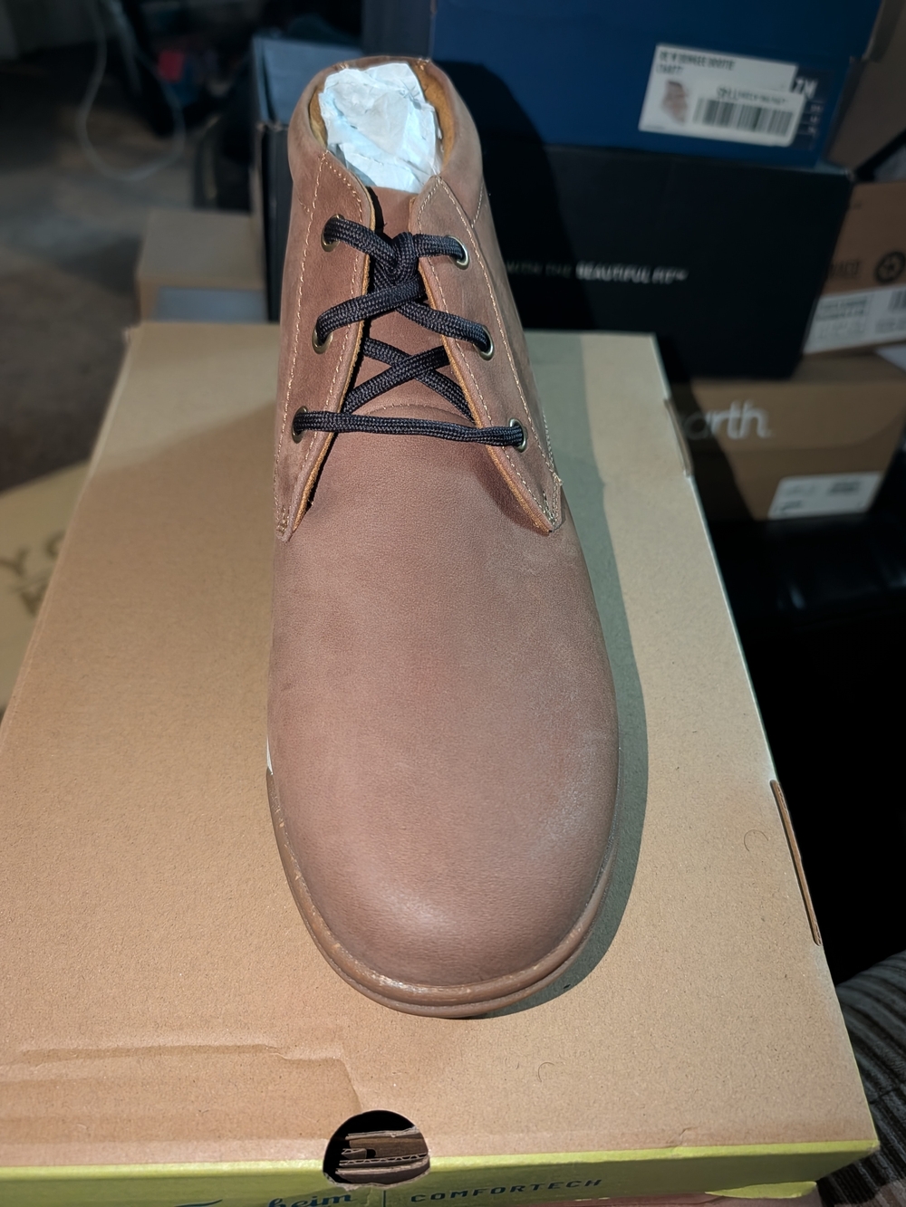 Florsheim Brown Leather Chukka Boots with Black Laces